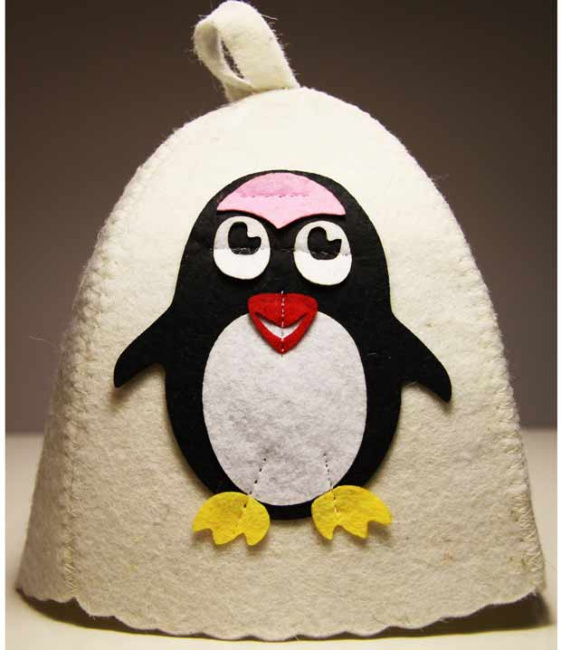 Шапка для бани детская Пингвинчик аппликац п/эфирн войлок НМ